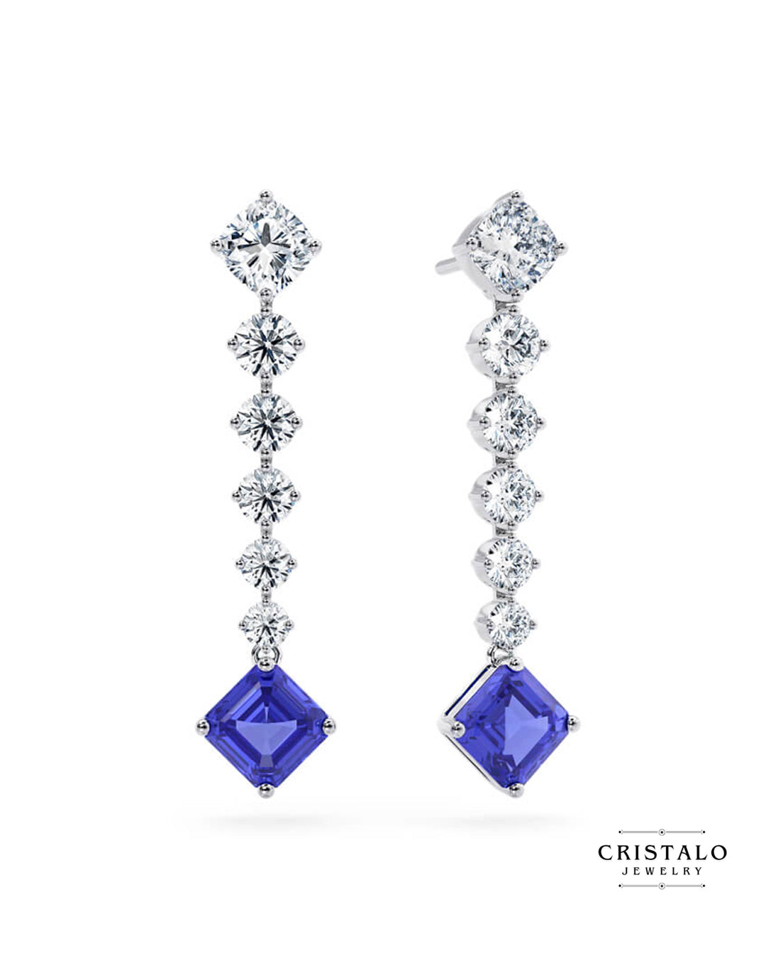 Glisten and gleam in our Astra linear drop earrings — a galaxy of diamonds which highlight a mesmerising tanzanite gemstone.
