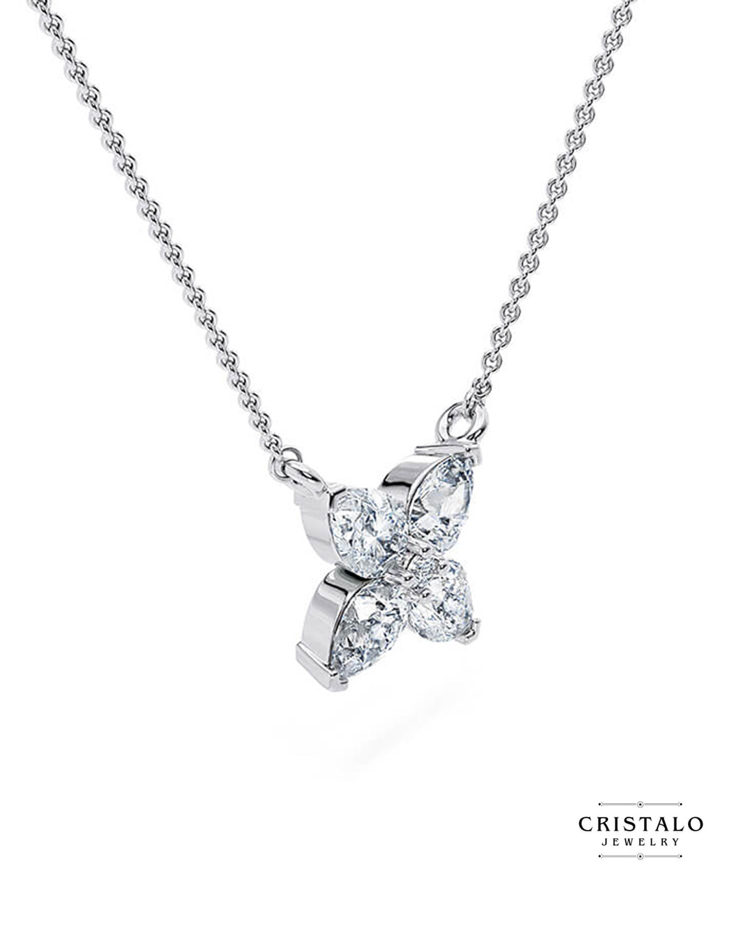Elegant white gold Rossetti necklace showcasing delicate floral-inspired design.