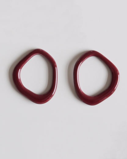 Earrings for HER - Arp pearl and porcelain hoops - Burgundy