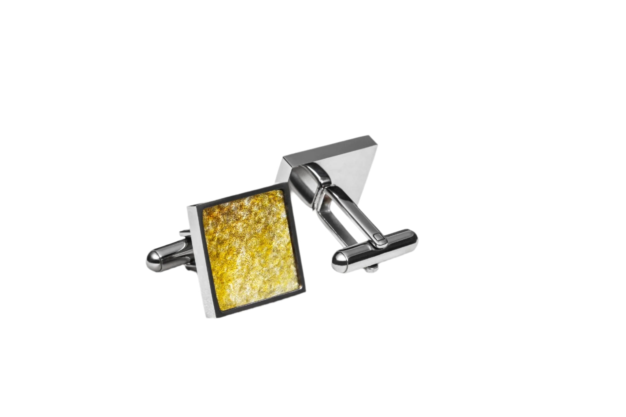 Brooch FOR JAM - Mansetinööbid - Kandilised - Kollane nahk