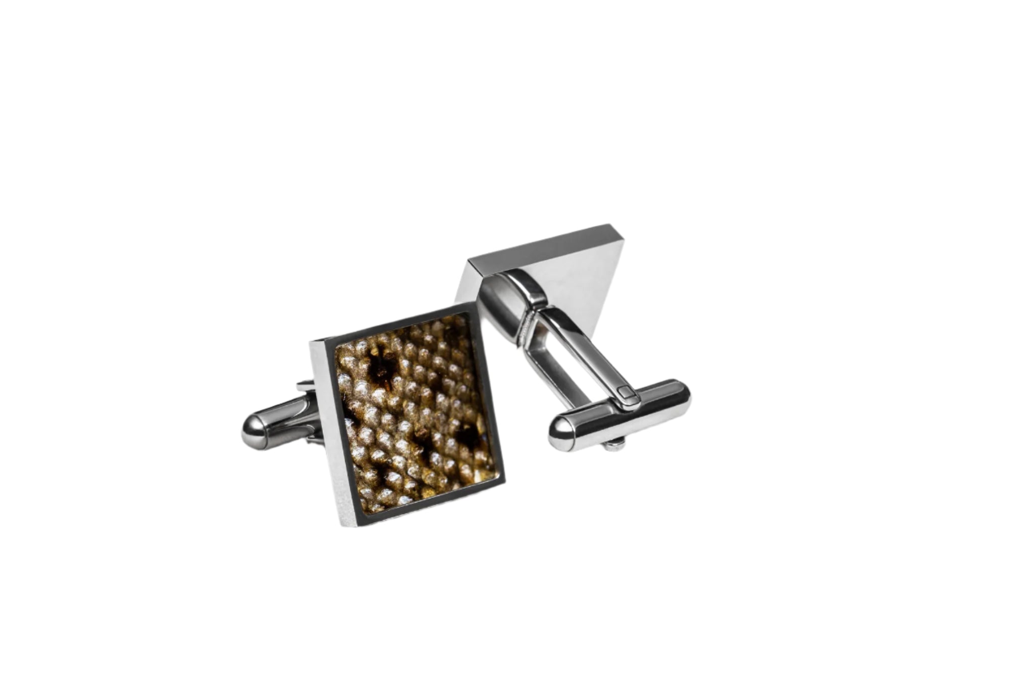 Brooch FOR JAM - Mansetinööbid - Kandilised - Mustade täppidega nahk