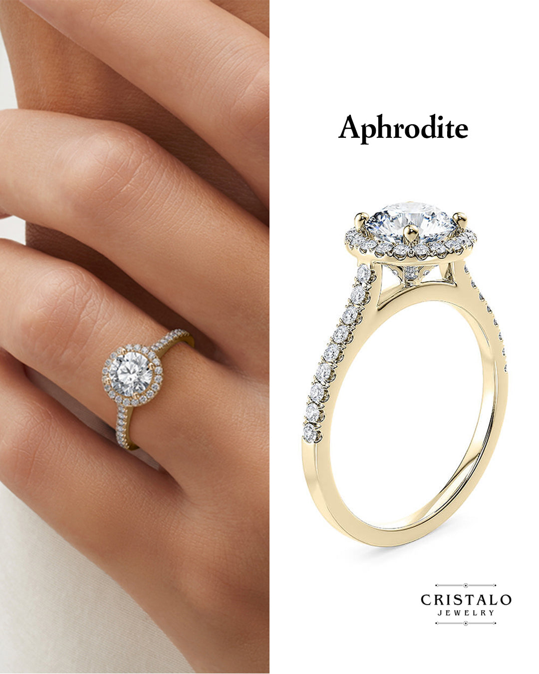 Aphrodite Halo - Yellow Gold Ring