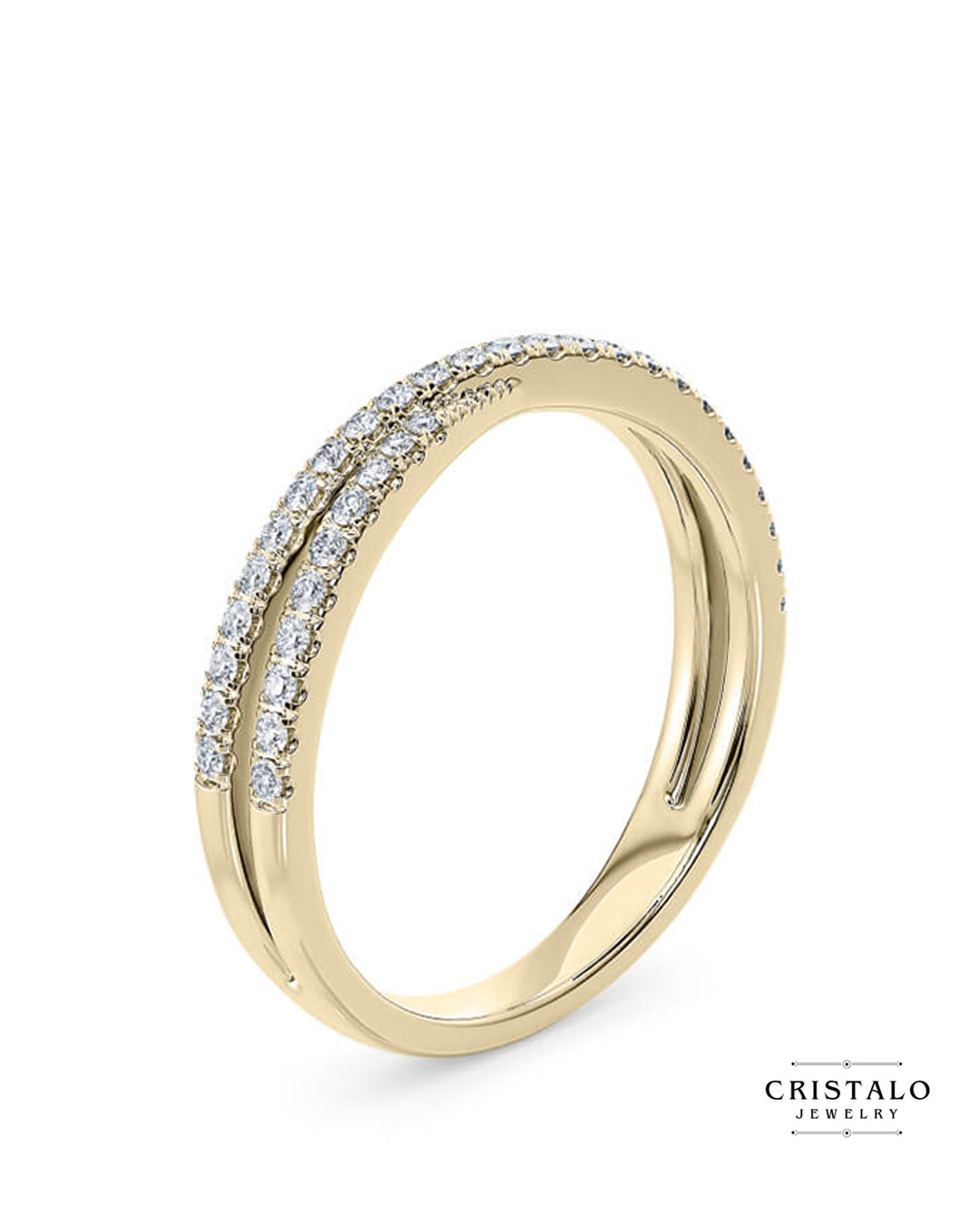 An elegant Cassia Eternity ring, combining a spectacular brilliance with a contemporary feel through its unique overlapping diamond bands.