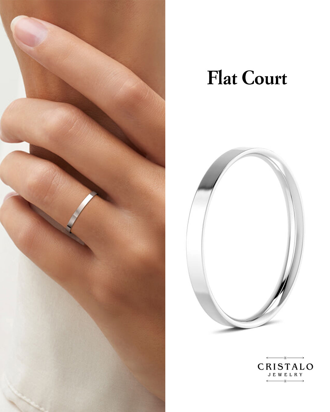 Flat Court - Classic White Gold Ring