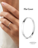 18k white gold modern wedding band with a sharp edge and a comfortable rounded inside.