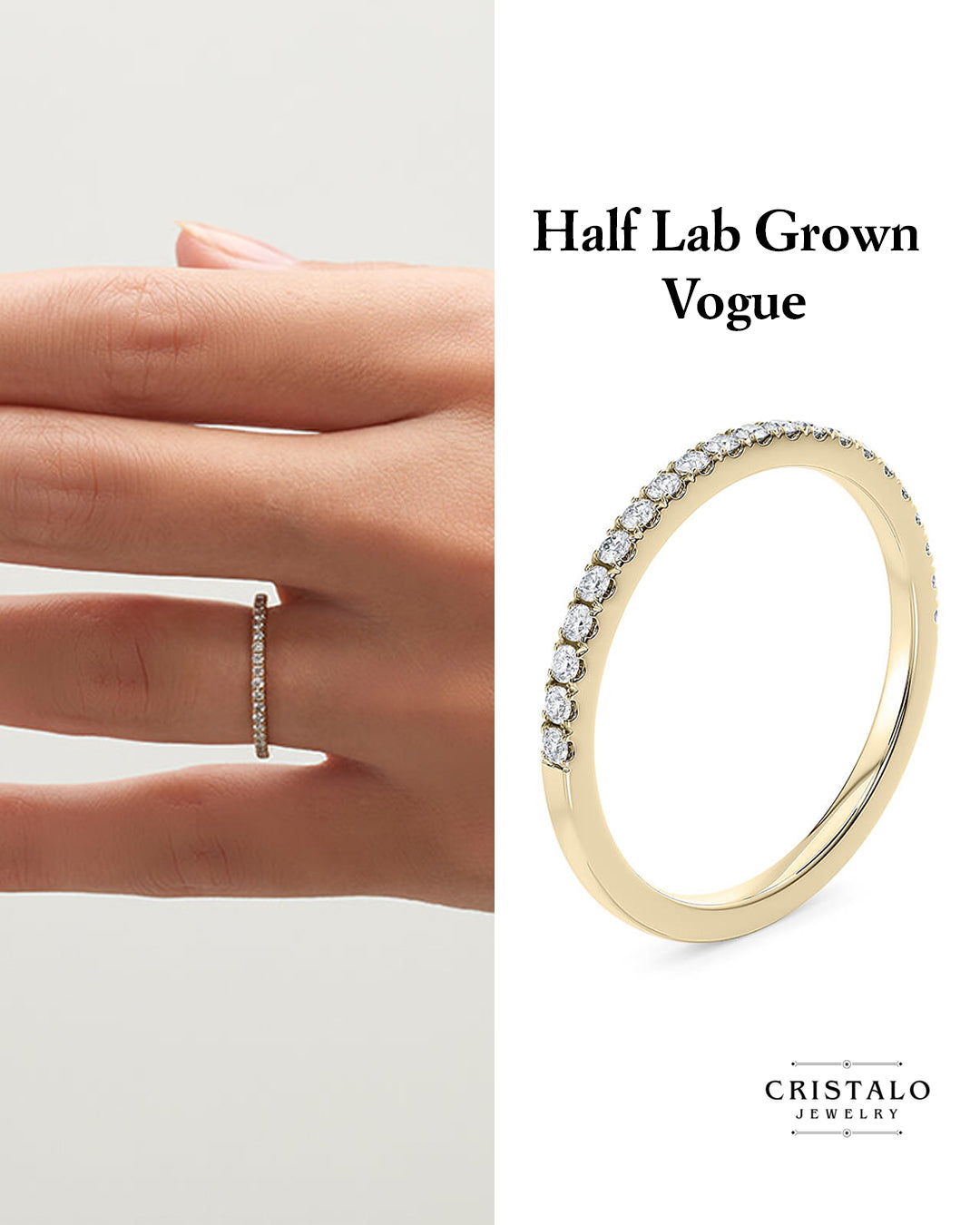 Half Lab Grown Vogue - Yellow Gold Ring