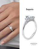 Imperia Trilogy emerald cut diamond ring in 18k white gold. A WedFit engagement ring with natural diamonds and a total weight of 0.43ct.