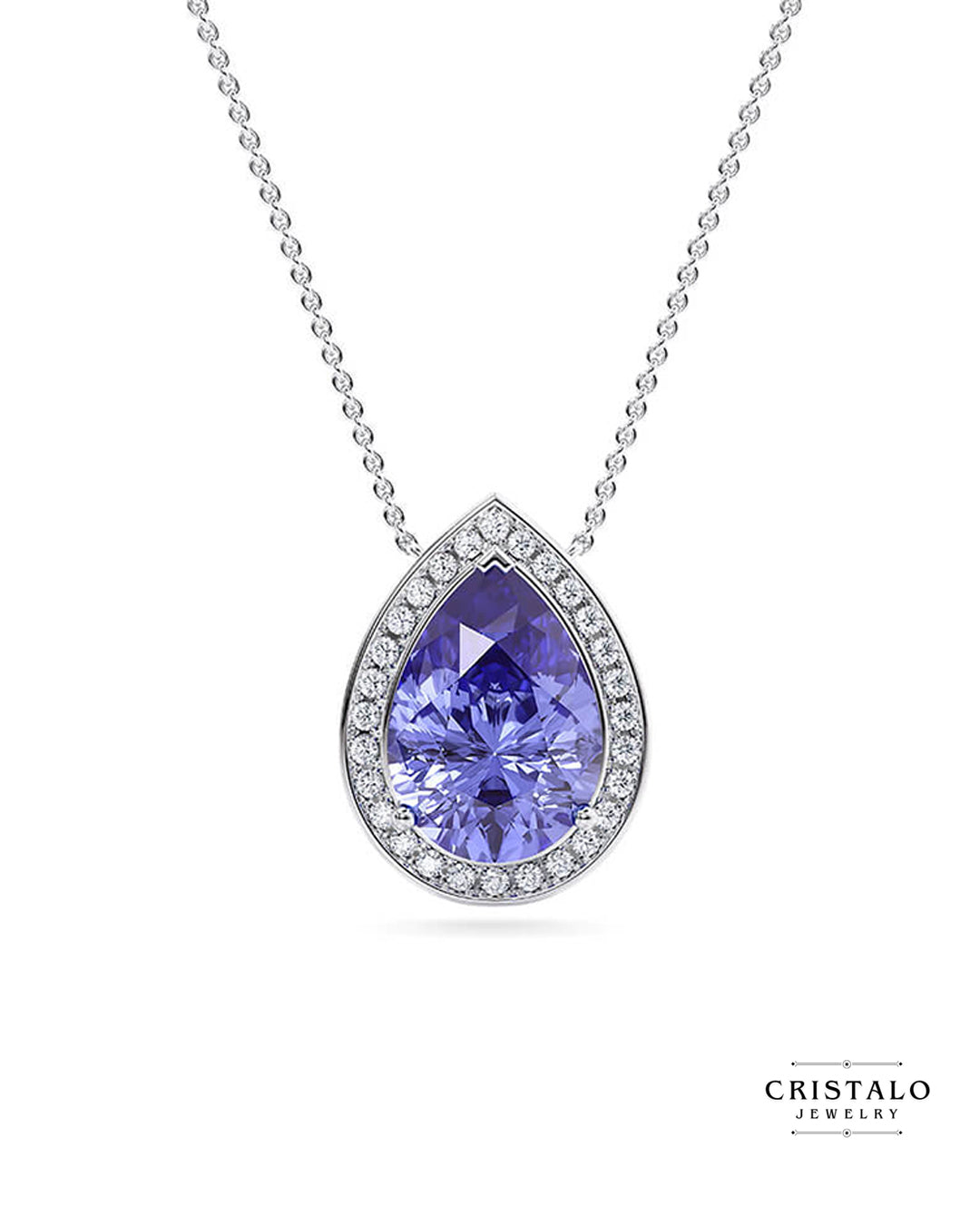 Kaleida Pear - White Gold Necklace
