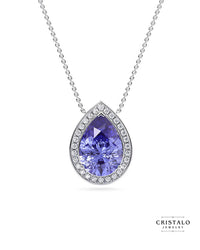 Rossetti necklace in 18k white gold with 0.36ct round and pear-shaped diamonds.