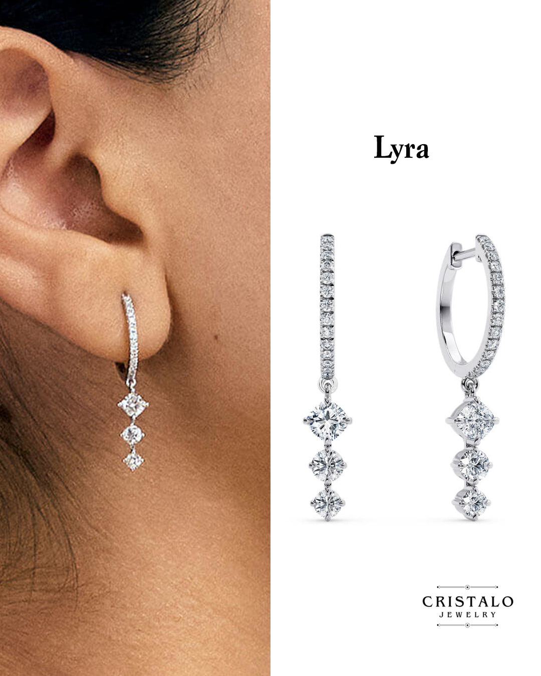 Lyra - White Gold Earrings