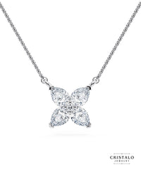 Rossetti necklace in 18k white gold with 0.36ct round and pear-shaped diamonds.