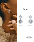 Saros Natural diamond drop earrings in 18k white gold. A classic piece with a total carat weight of 0.70ct and a Claw setting.