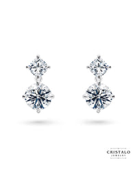 The Saros Natural diamond drop earrings in 18k white gold. This piece has a total diamond weight of approx. 0.70ct and a Claw setting.