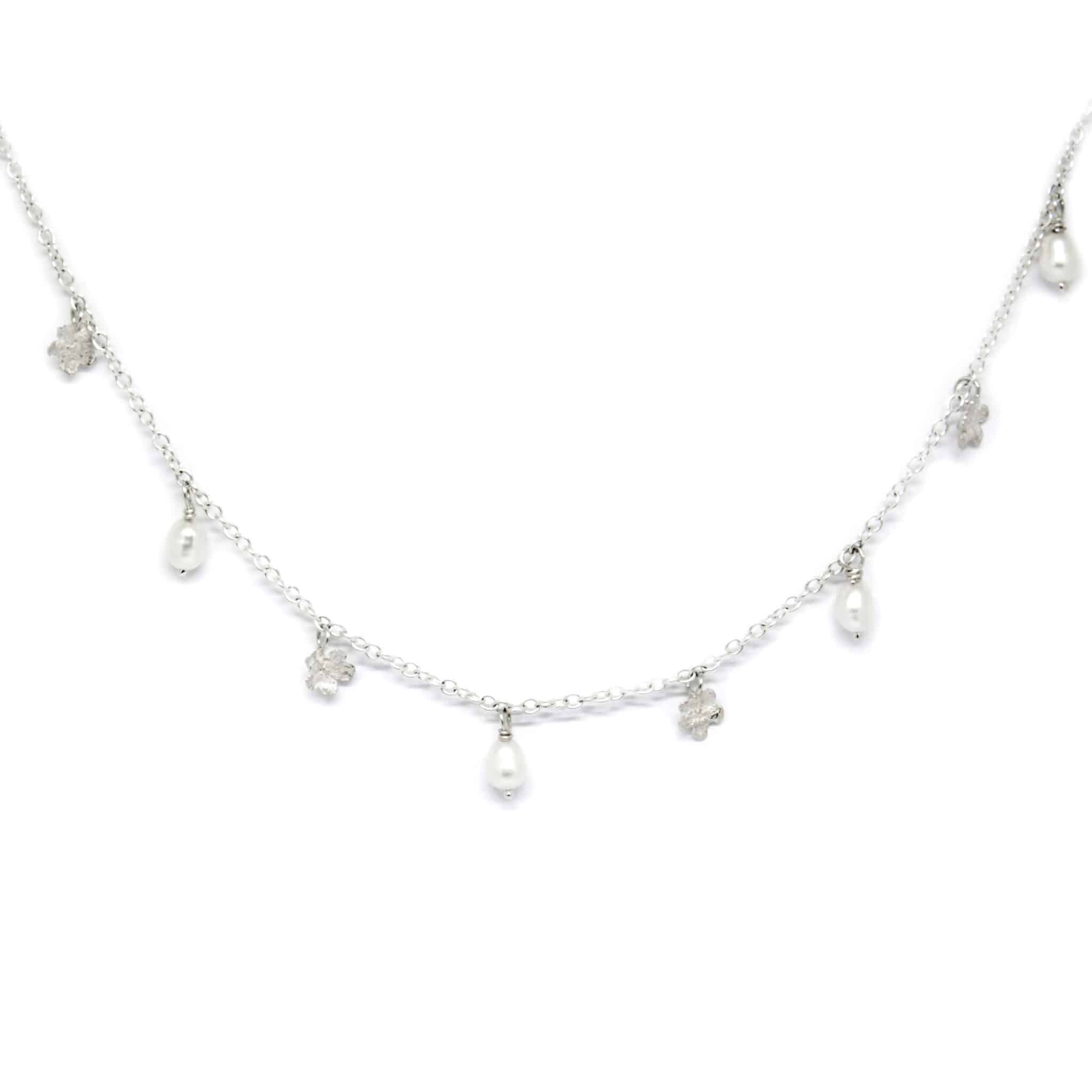 Necklace FOR HER - SPRING Myosotis with pearls