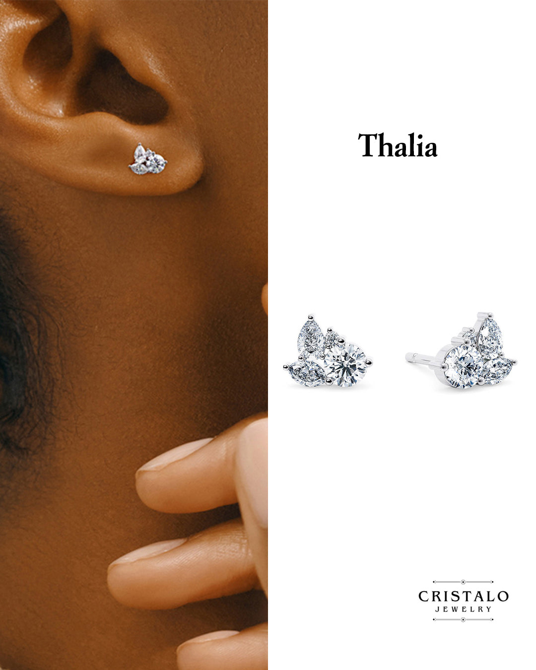 Thalia - White Gold Earrings