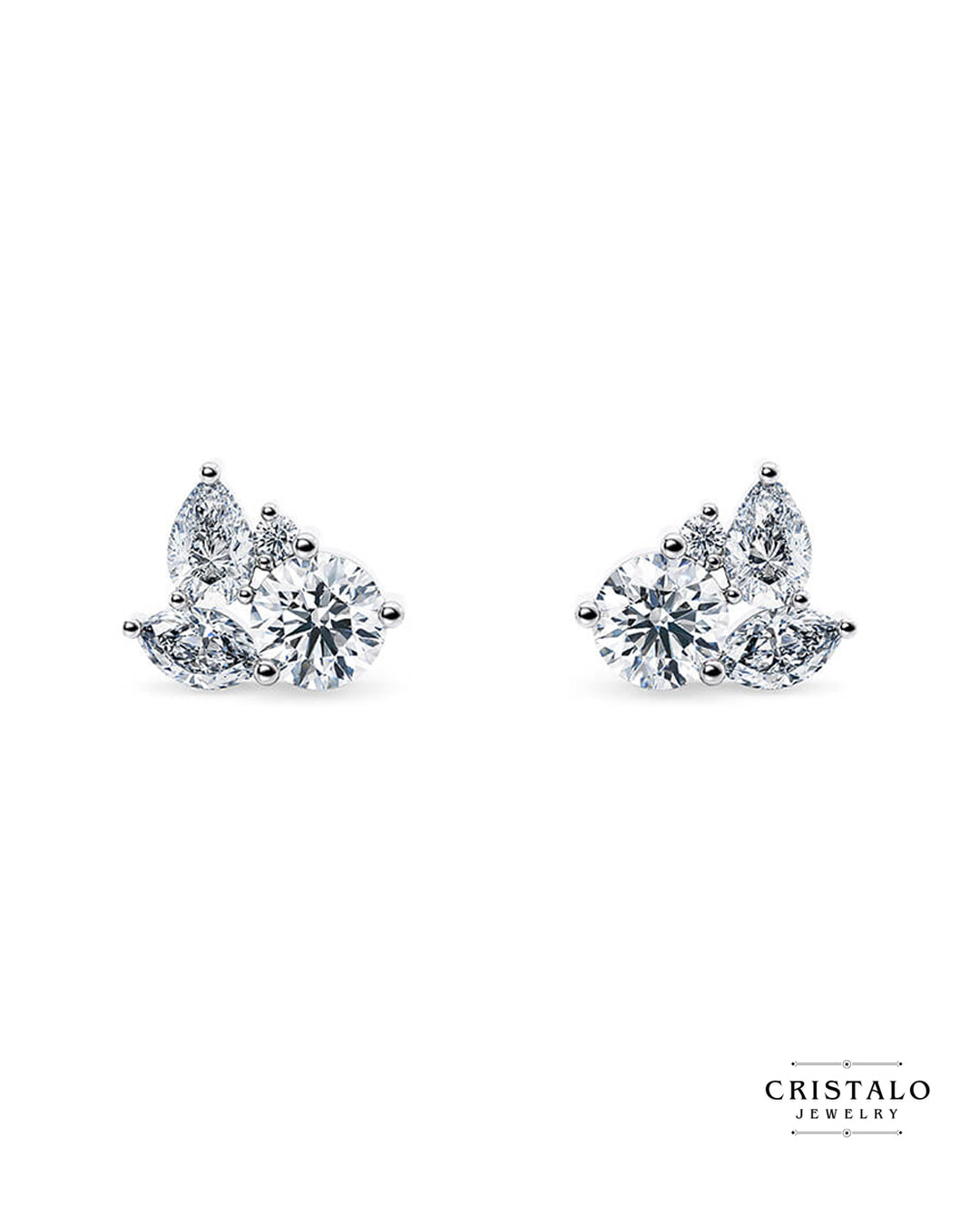 Thalia - White Gold Earrings