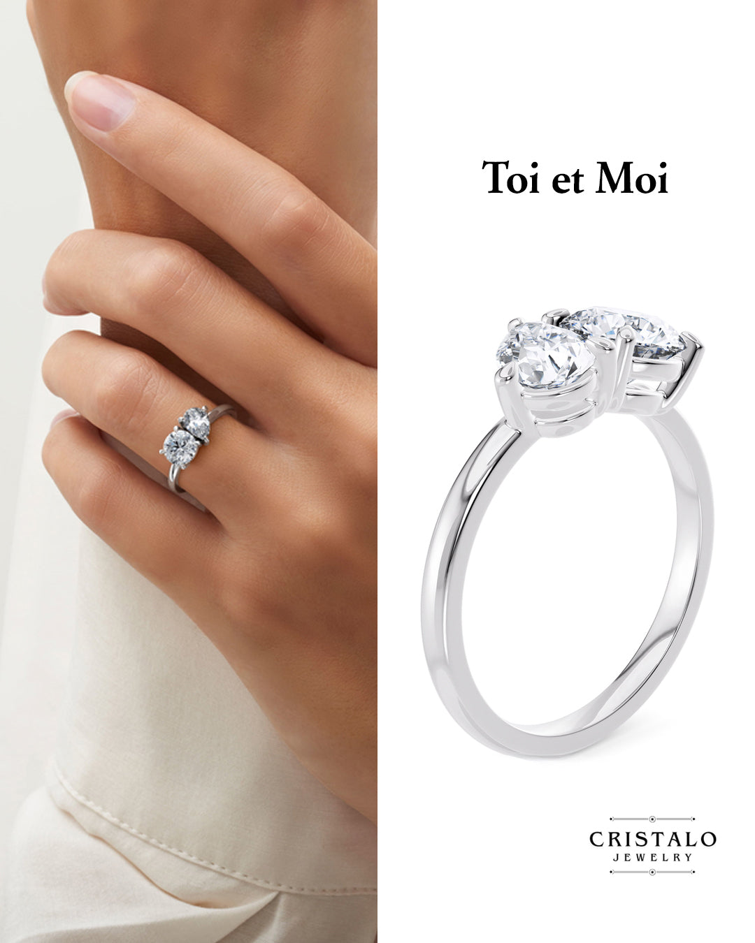 Toi et Moi - White Gold Ring